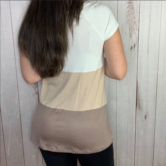 Short sleeve color block tan white medium - Picture 4 of 9